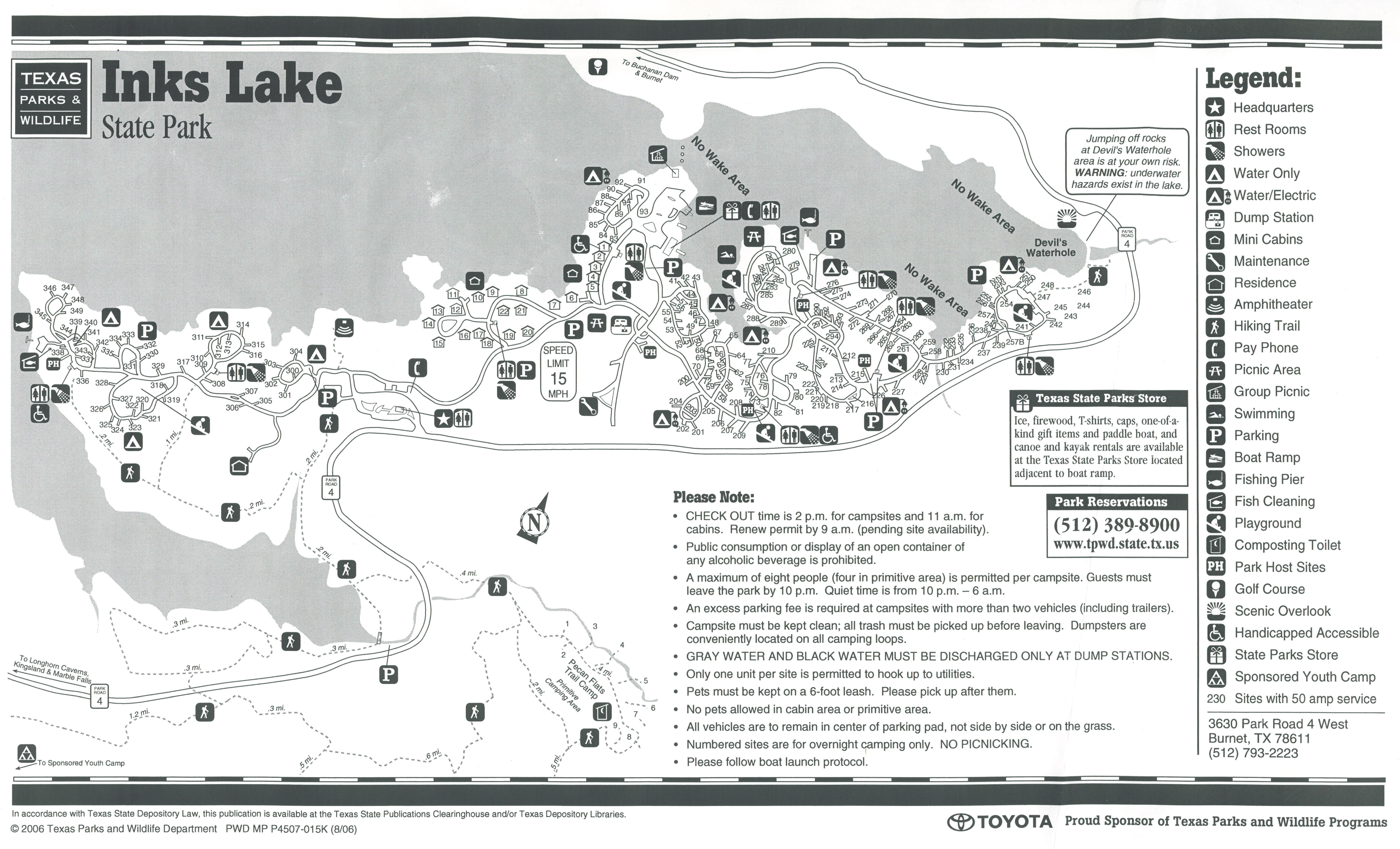 Inks Lake State Park Campsite Map 3962